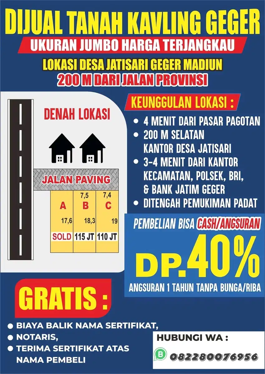 TANAH KAVLING DEKAT KANTOR DESA JATISARI GEGER