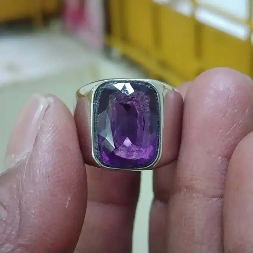 Kecubung ametyst natural ring titanium no 7