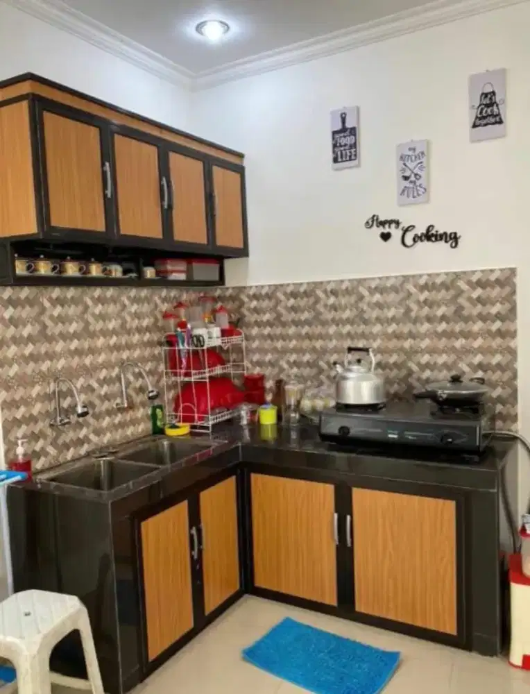 Kitchenset almunium acp motif serat kayu