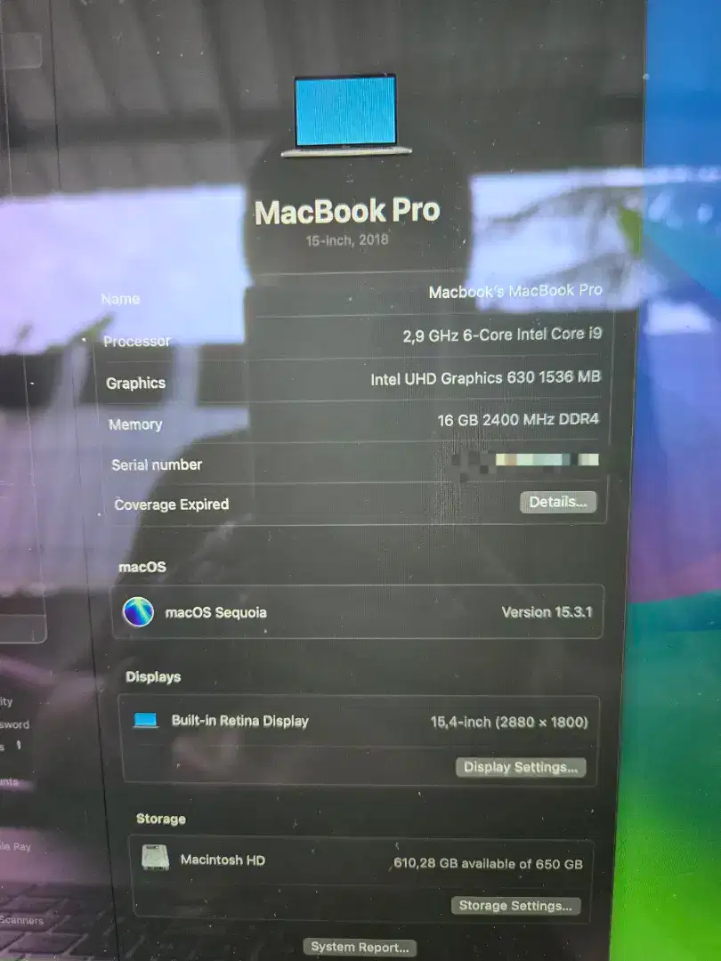 Macbook pro 2018 touchbar 15inc fulset, silahkan dinego.