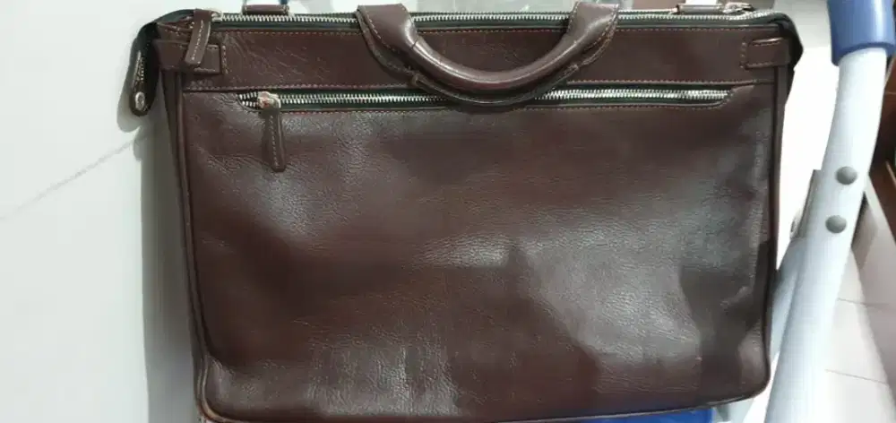 Albedo Leather Business Bag, colour Red Brown