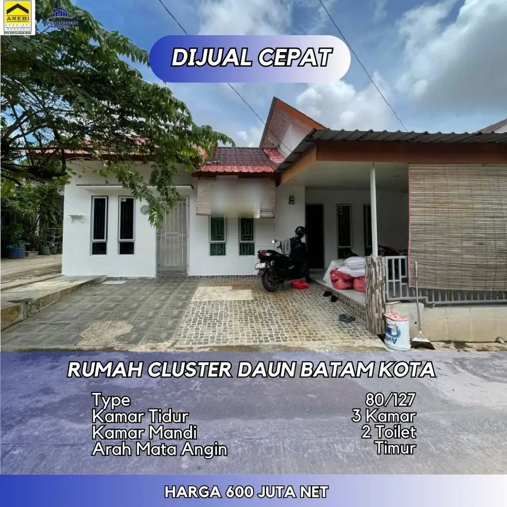 DIJUAL Rumah di Perumahan Cluster Daun
