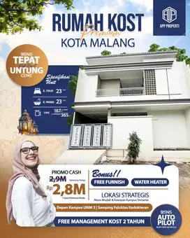 Kos Dijual 23 Kamar Depan Kampus UMM 3 Kota Malang