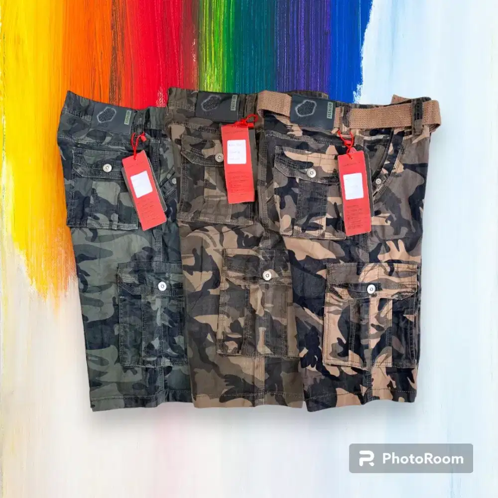 Celana pendek cargo loreng import