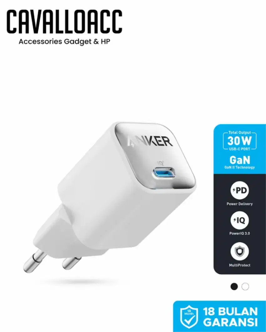 KEPALA CHARGER ANKER GAN 30WATT | GARANSI 18BLN | @CAVALLOACC