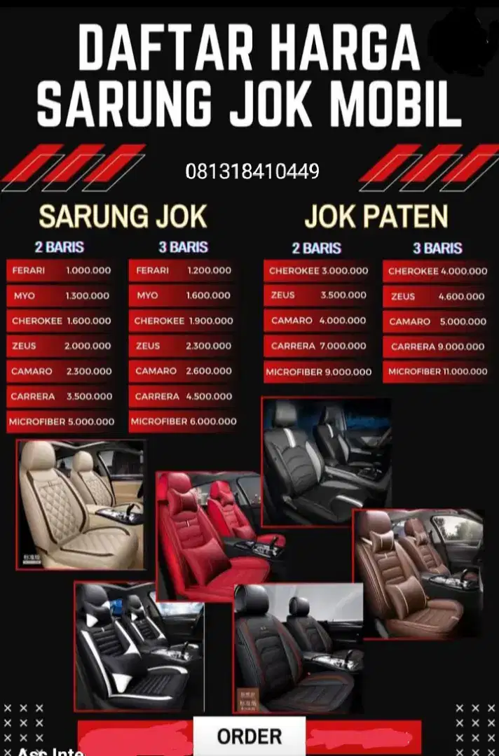 Jual sarung jok dan karpet dasar mobil