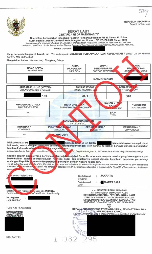 Jasa Urus Serifikat Kapal dan Pembuatan Grosse akta kapal