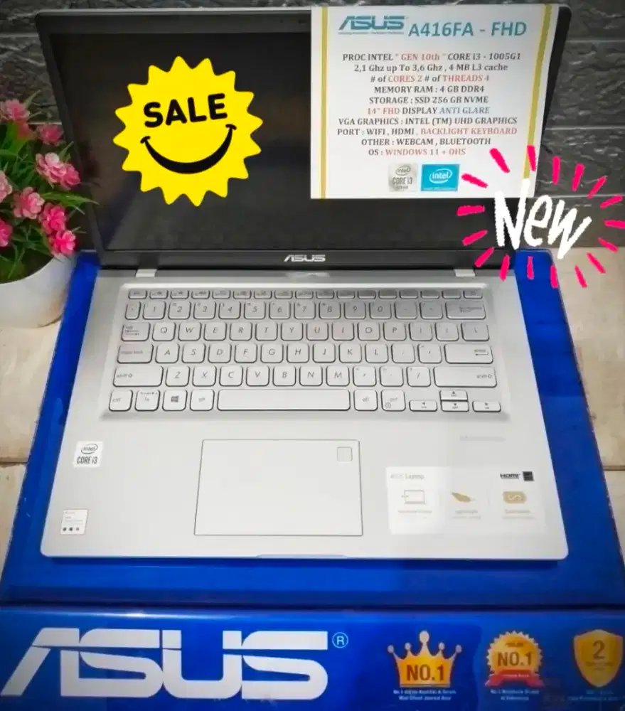 TERMURAH SALE LAPTOP BARU ASUS i3 8Gb SSD 256Gb Win11 OHS silver