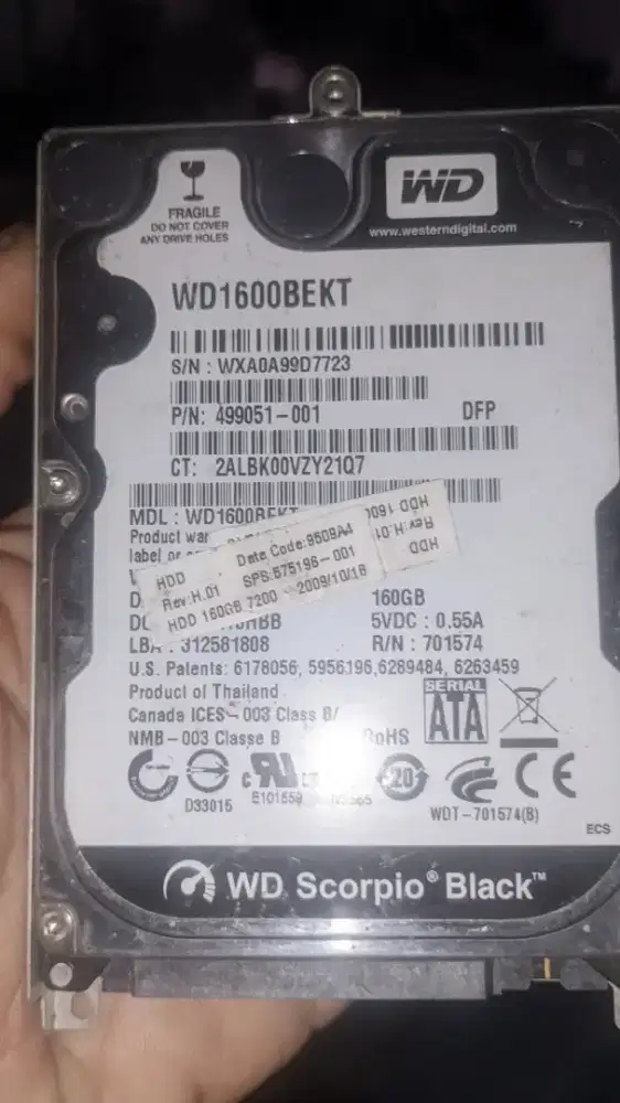 Hdd laptop WD 160GB