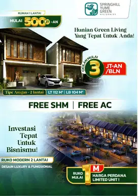 Cukup BF Rumah di SpringHill Yume Green , Angsuran 3 jtan