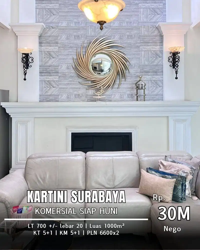 Dijual Rumah Komersial Jalan Kartini Pusat Kota Surabaya Lokasi Bagus