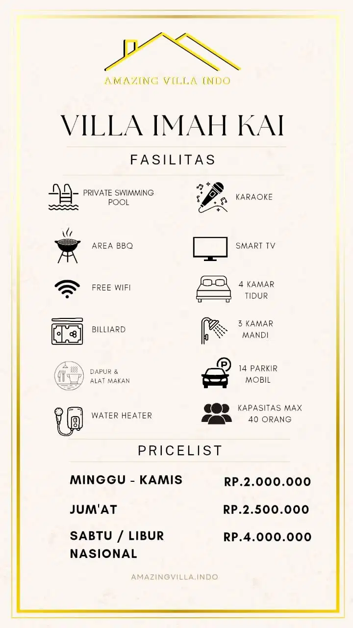 VILLA IMAH KAI batu layang cisarua puncak bogor kapasitas 40 orng