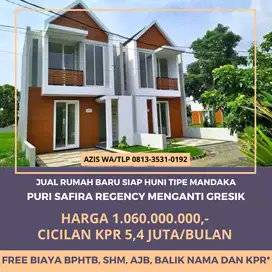 Jual rumah baru siap huni tipe mandaka lokasi puri safira regency