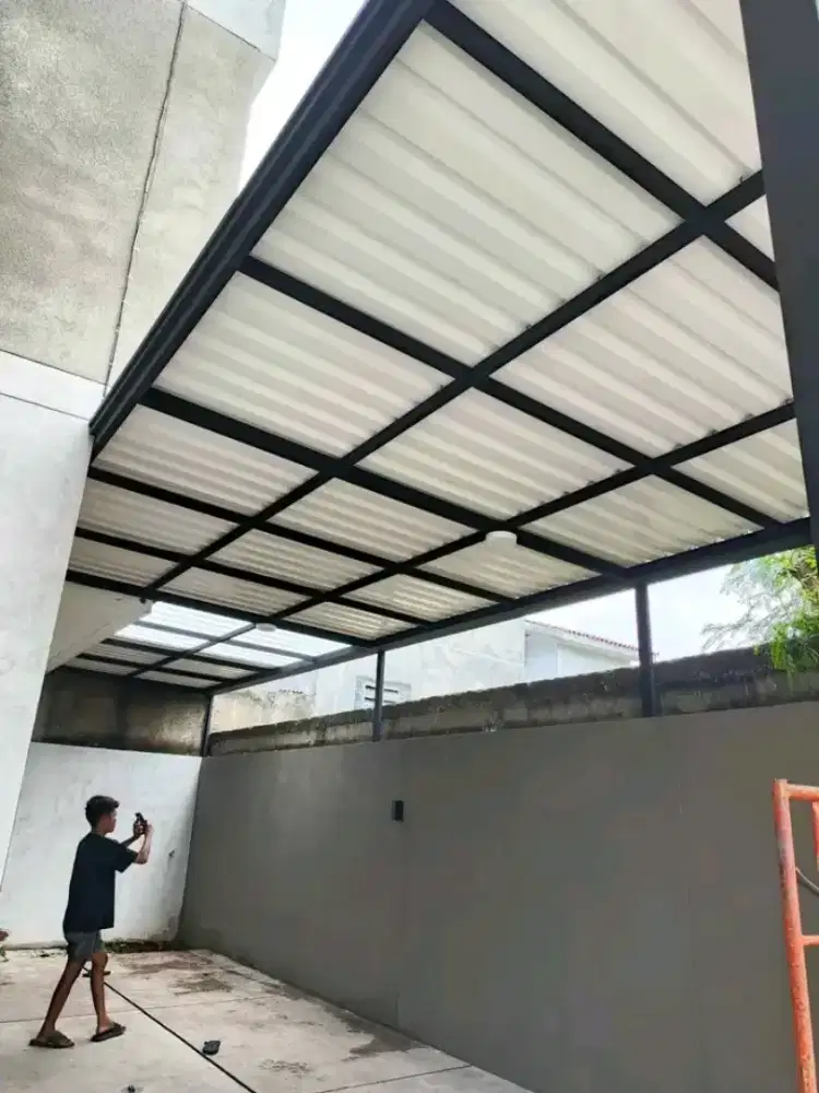 Kanopi alderon, kanopi kaca, kanopi solarflat, kanopi minimalis