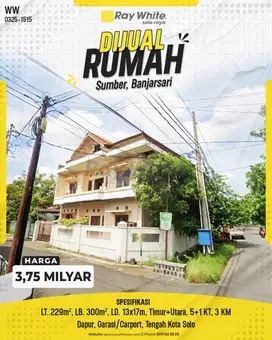 Dijual Rumah 2 Lantai, Lokasi Strategi Hook di Sumber, Banjarsari