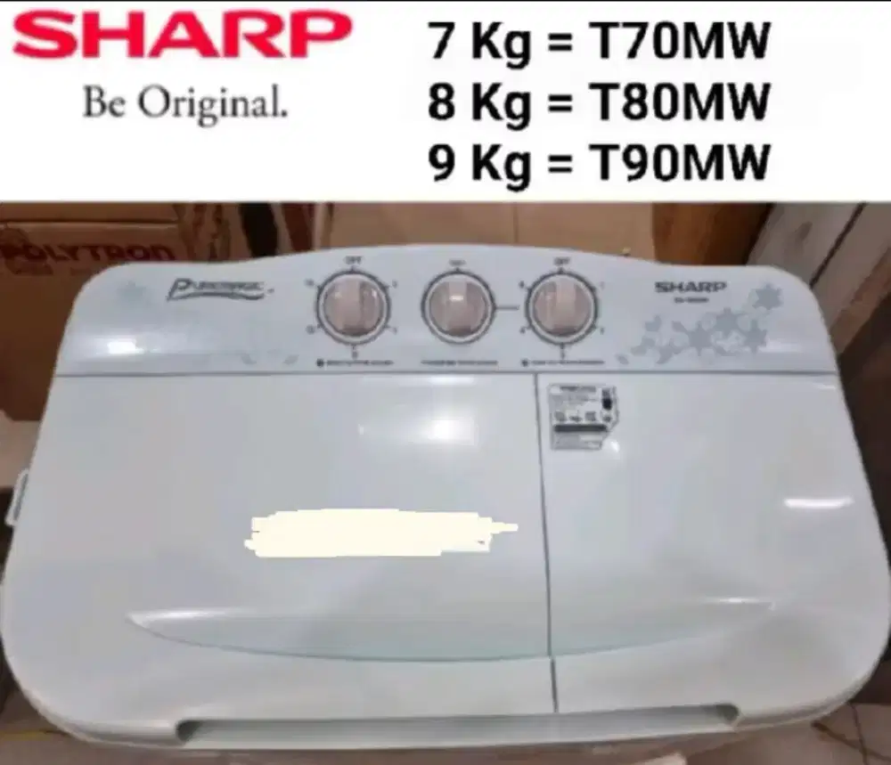 MESIN CUCI SHARP 2 TABUNG 8 KG ES-T80MW-GREY