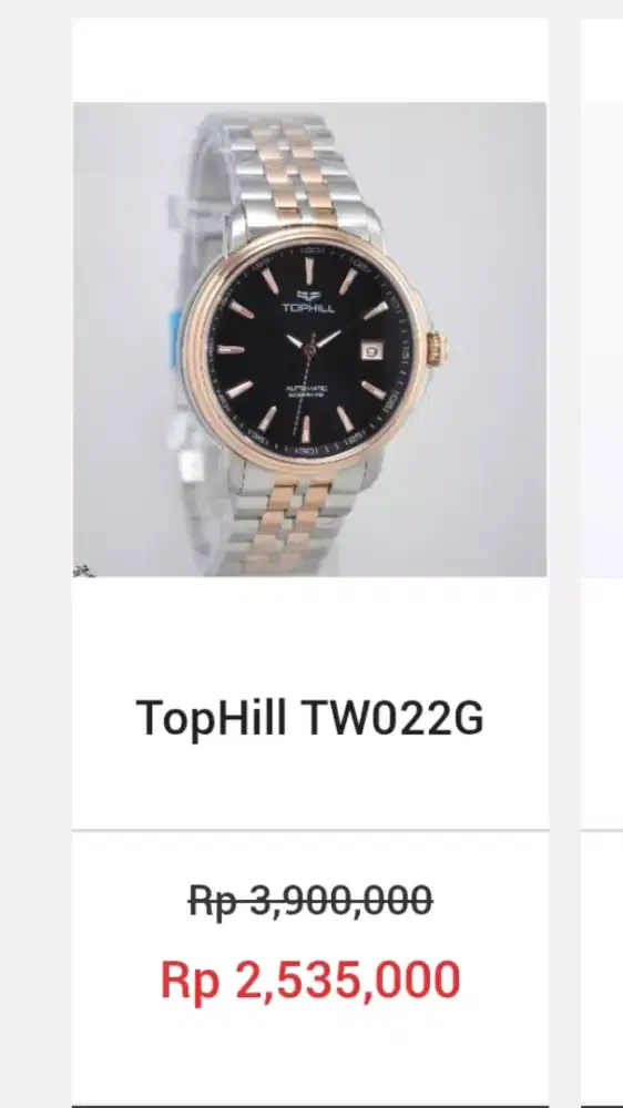 jual jam tangan TopHill Automatic kondisi bekas nampak baru