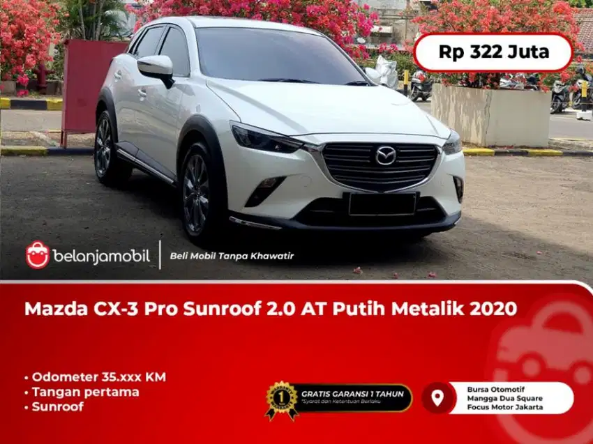 [ SUNROOF ] Mazda CX-3 CX3 CX 3 Pro Sunroof 2.0 AT Putih 2020 2021