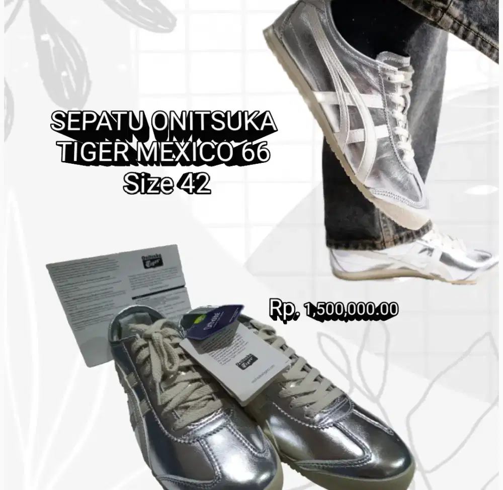 Sepatu Onitsuka tiger colour Silver size 42 Original
