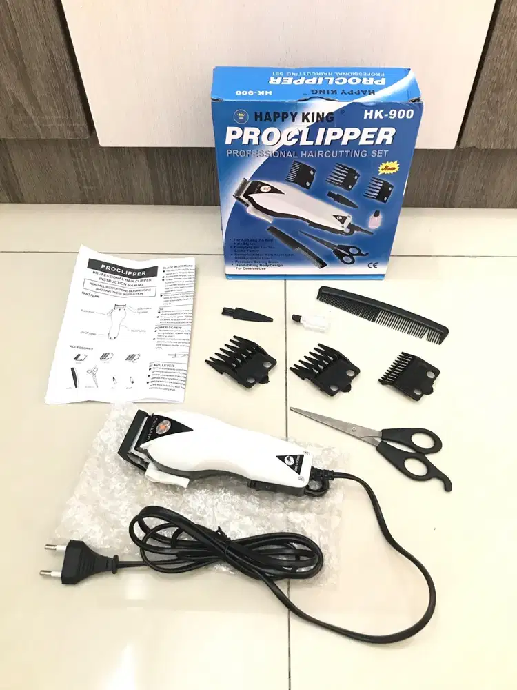 Alat Mesin Cukur Rambut Profesional Happy King Pangkas Lengkap Putih