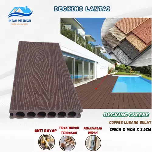 Wpc Lantai 290 Serat Kayu Coffe/Decking Lantai