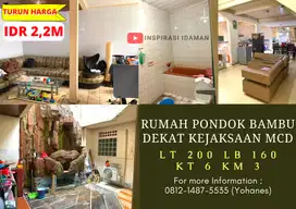 Jual Cepat Rumah Pondok Bambu dekat kejaksaan McD Lt 200