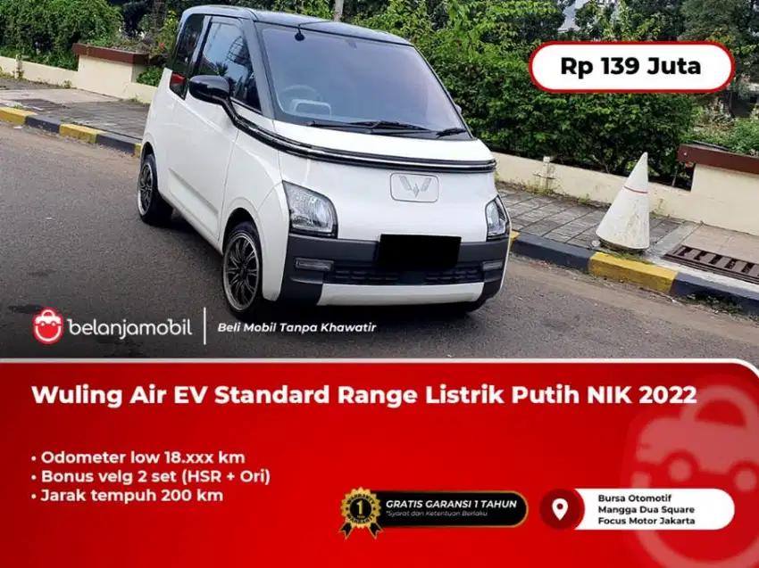 [ LOW KM 18RB ] Wuling Air EV Standard Range Listrik Putih 2022 2023