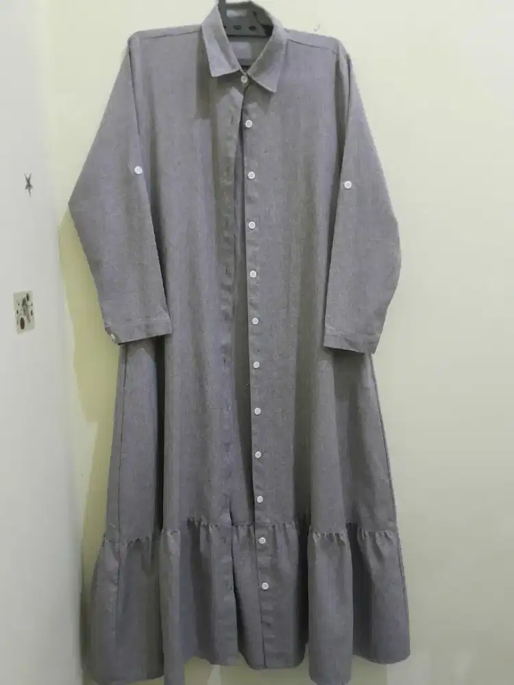 Baju Dress Wanita abu abu size M dan L Pakaian