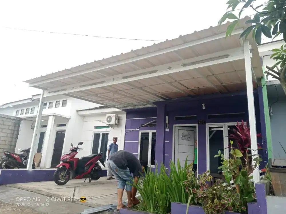 Kanopi alderon singel rangka baja terpasang