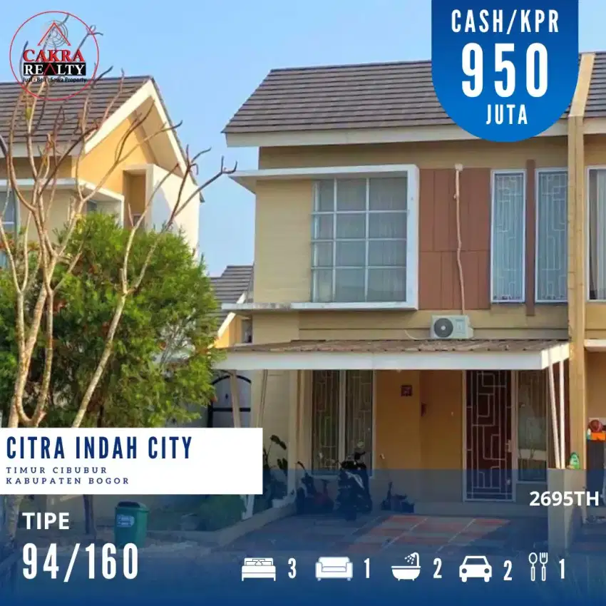 Rumah 2 lantai RE Platinum Citra Indah City. 3KT, 2KM, 2Carport, 160m²