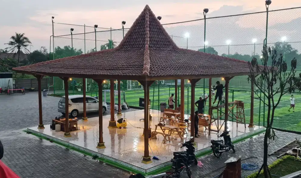 Joglo pendopo saung gazebo cottage villa gubuk kayu bambu besi