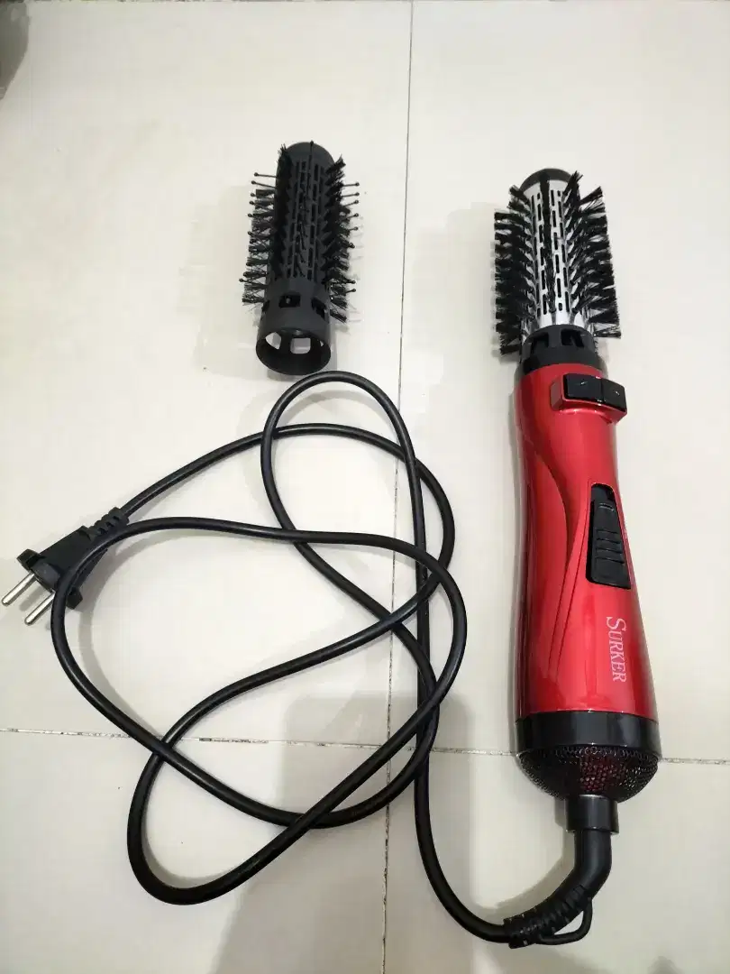 Di Jual SURKER 2 in 1 Hot Air Brush  Electric Curling Rod