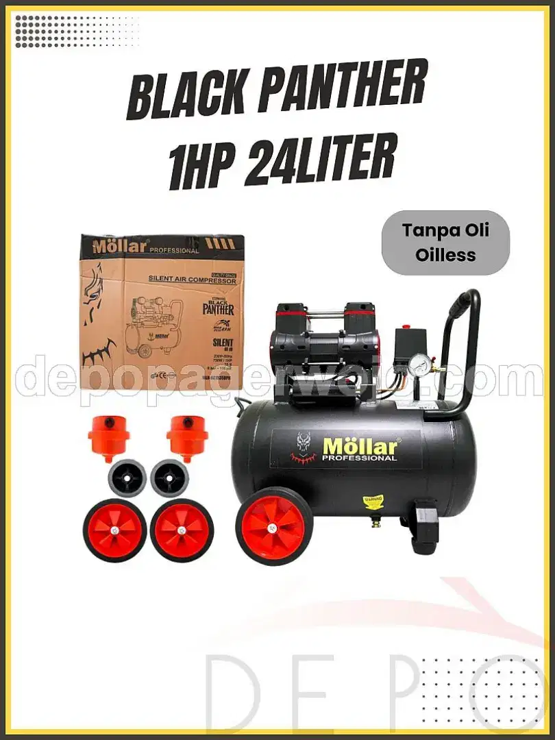 Kompresor Angin Listrik Silent 1 PK 10 24 L Liter MOLLAR IZUMI LAKONI