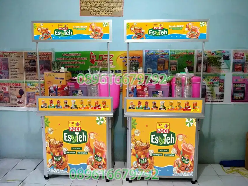 BOOTH PORTABLE LENGKAP USAHA ES TEH POCI