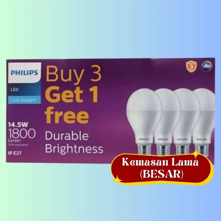 Philips - Lampu LED Bulb/Bohlam Multipack 14.5W (Putih) - Lama (Besar)