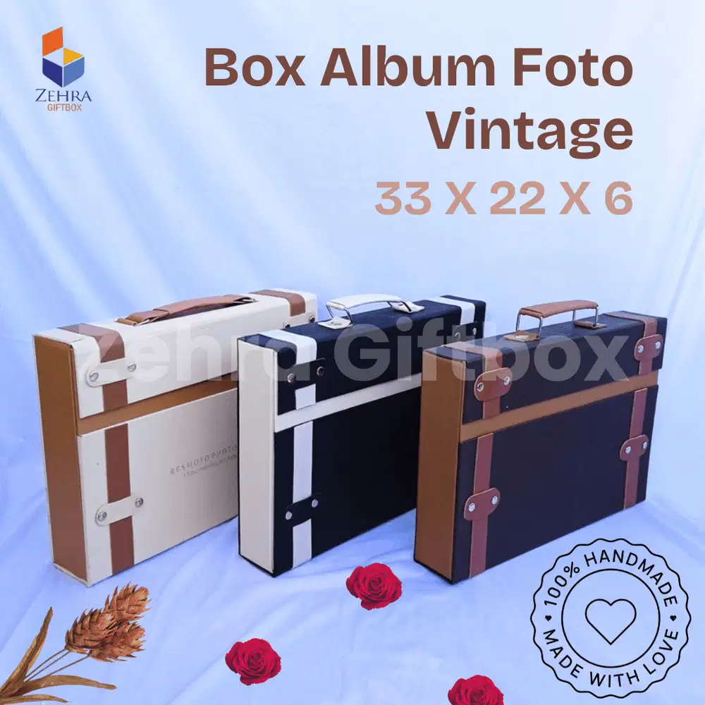 Box Album Foto Klasik Vintage Aesthetic Kulit Sintetis Premium 33X22X6