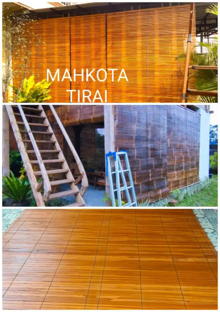 Tirai kayu dan bambu