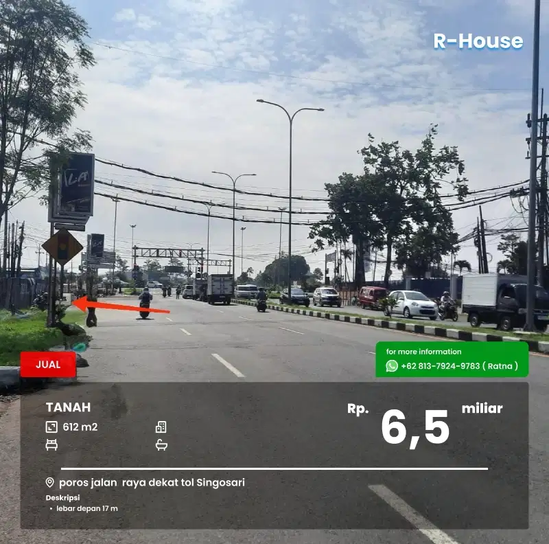 Tanah di exit tol Singosari
