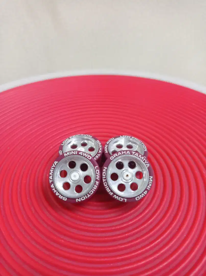 Velg tamiya HG Alumunium medium narrow+ban maroon graha tamiya rare