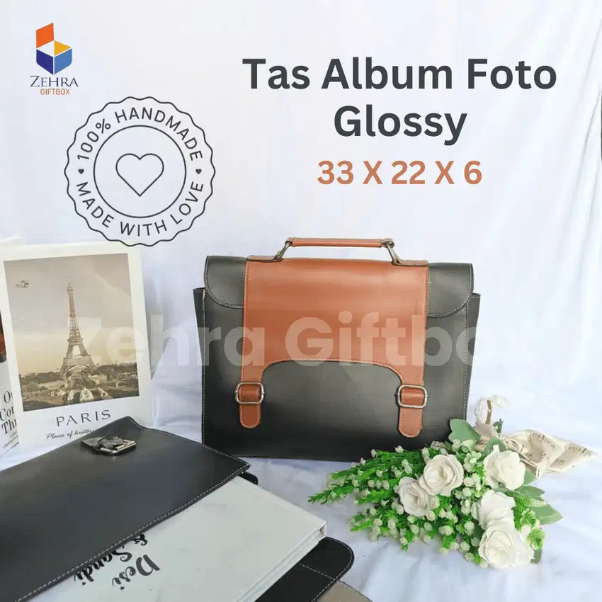 Tempat Album Foto Model Tas Glossy Kulit Sintetis 33 X 22 X 6 Termurah
