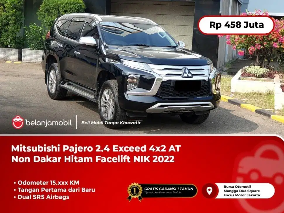 [KM 15RB] Mitsubishi Pajero 2.4 Exceed 4x2 AT Hitam Facelift 2022/2023