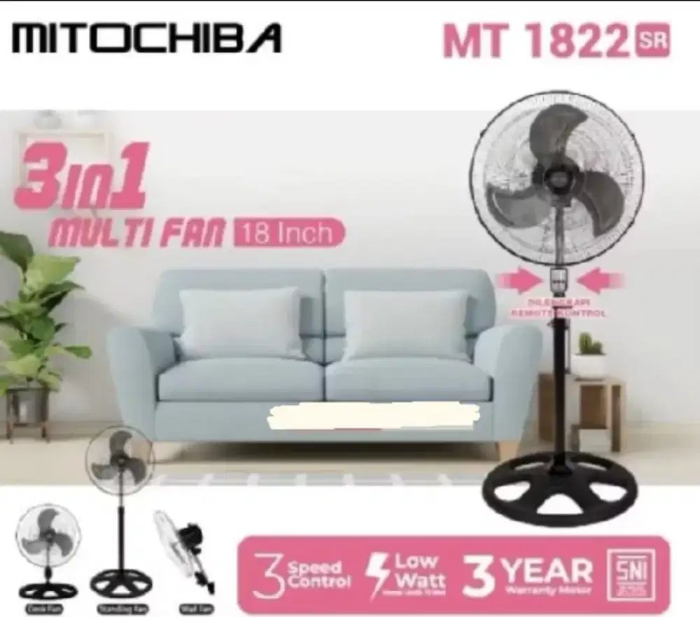 KIPAS ANGIN MITOCHIBA FAN 18 INCH 3 IN 1 MT 1822SR REMOTE
