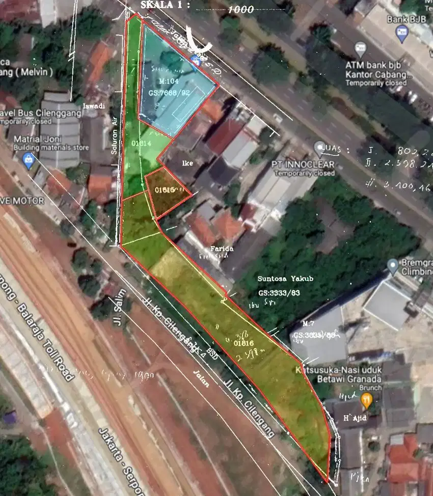 Kavling komersil Tepi Jalan Raya Cilenggang BSD Hadap Timur 75M Nego
