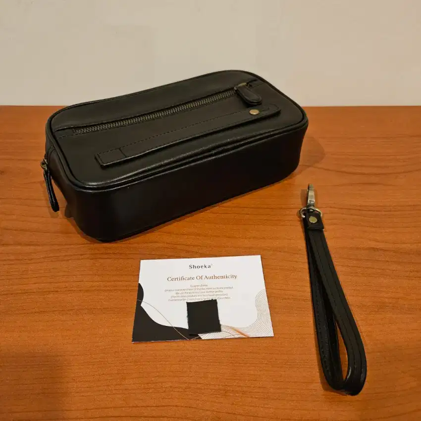 Hand Bag Pria Kulit Asli Merk Shoeka - DOPP KIT (Preloved Mint)