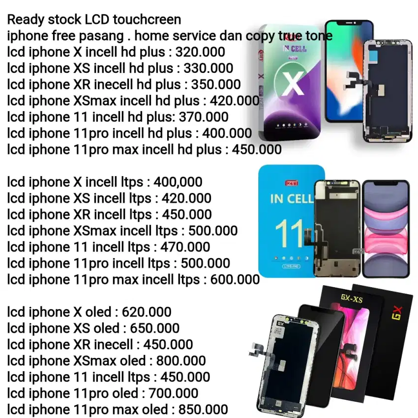 lcd iphone new free pasang dan home service