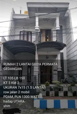 Rumah 2 Lantai, Perum Griya Permata, Gedangan, Sidoarjo
