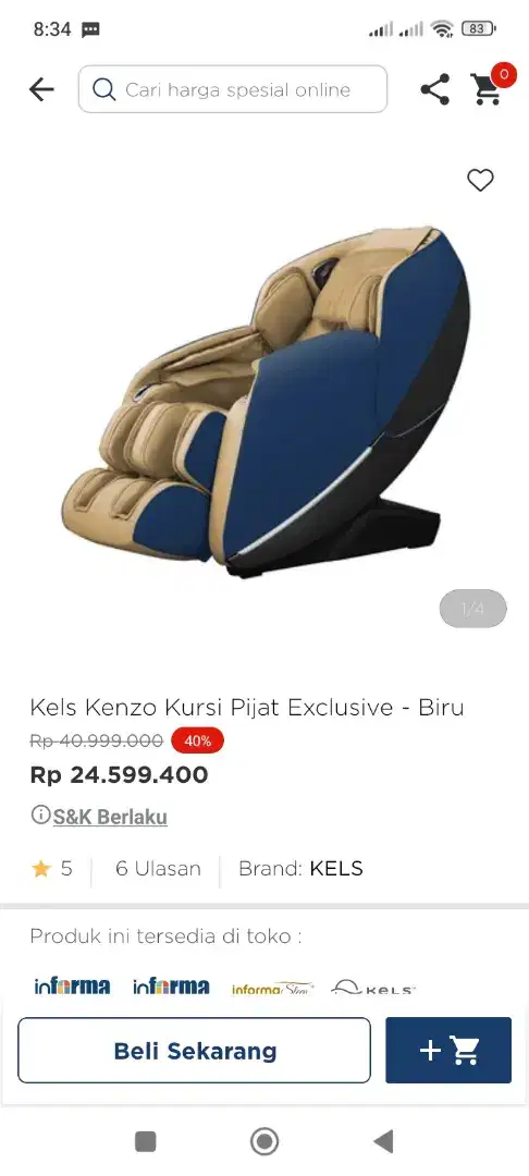 Kels kenzo kursi pijat exlusive biru