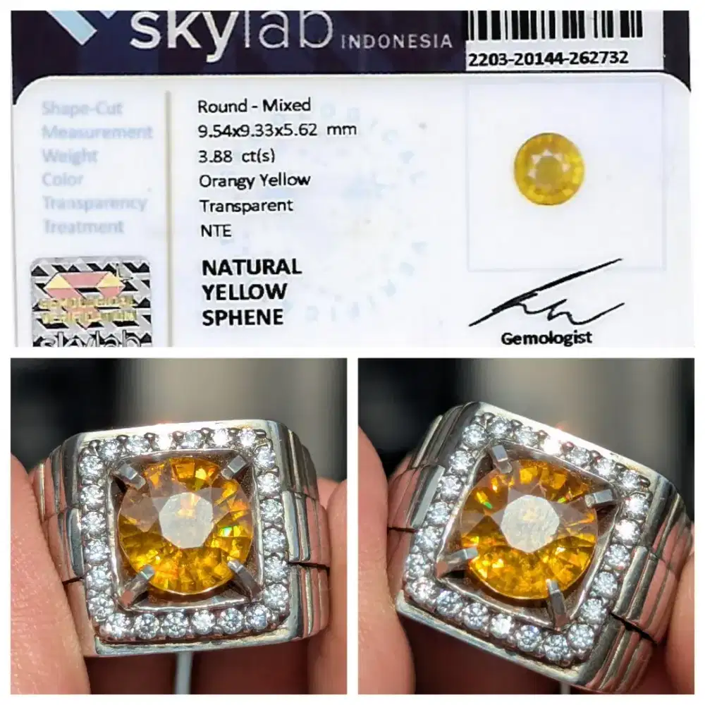 natural rainbow sphene ring perak memo SKY lab