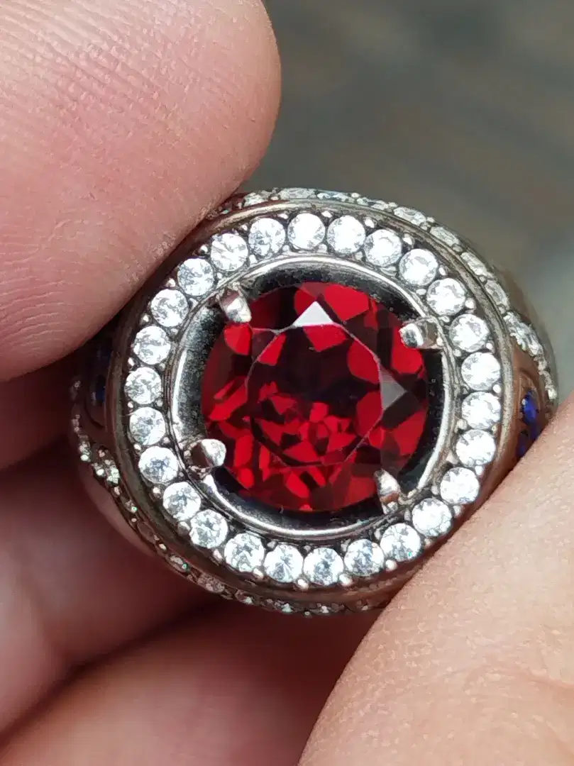 Batu red garnet pyrope almandine 3.51 crat ring perak memo skylab