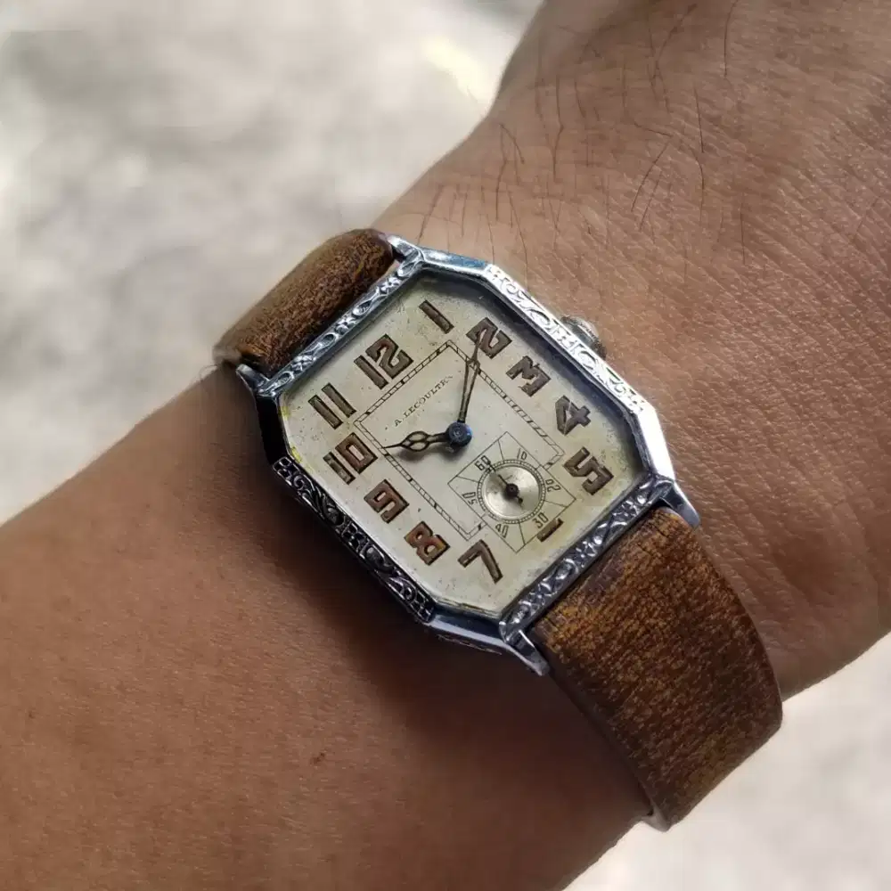 20s Vintage Lecoultre Blancpain Art Deco blued cathedral hands jaeger